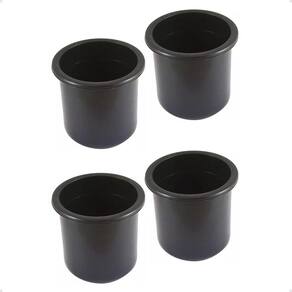 Porta Copos Luxo Barcos Motor Home De Embutir Preto Kit C/4
