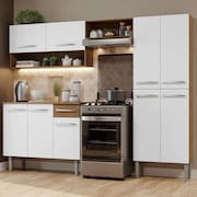 Armário de Cozinha Compacta Madesa Emilly Pop com Balcão - Rustic/Branco