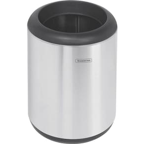Lixeira Inox Tramontina Cápsula com Acabamento Scotch Brite e Aro e Base em Polipropileno 10 L Tramontina