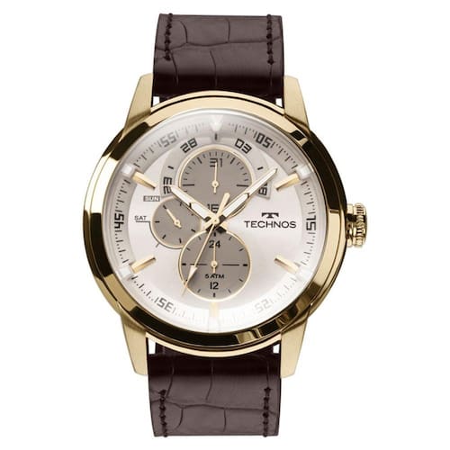 imagem-Relógio Technos Masculino Grandtech 6p57ac/2c Dourado Couro