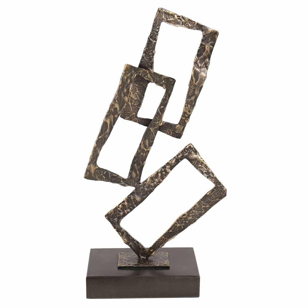 Peça Decorativa Geométrica Metal Envelhecido 37cm VE0050 BTC
