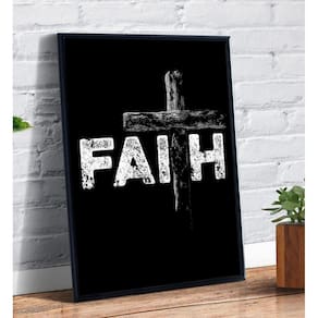 Quadro Decorativo Fé Faith Cruz Jesus Crito Deus