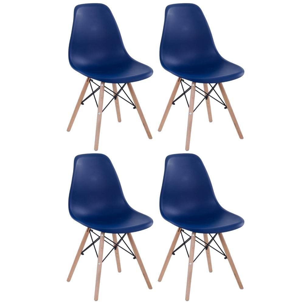 Kit - 4 x cadeiras Charles Eames Eiffel DSW - Base de madeira clara