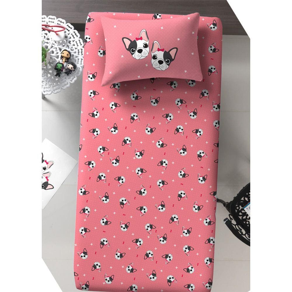 Jogo Cama Solteiro Infantil Bulldog Francês