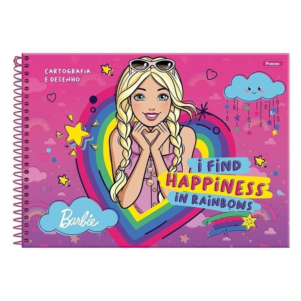 Caderno Cartografia Espiral Foroni Capa Dura Barbie 80 Folhas ¿ Embalagem com 5 Unidades