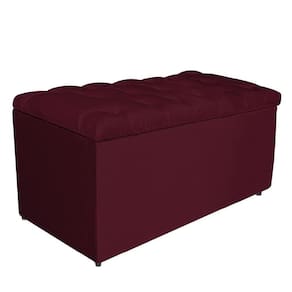 Calçadeira Estofada Liverpool 90cm Solteiro Suede Bordô