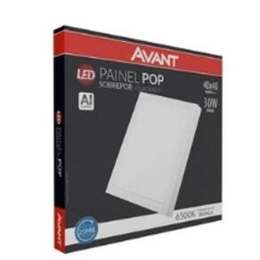 Painel De Led Sobrepor Quadrado 40X40Cm 30W Branca (6500K) Avant