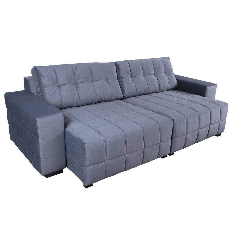 Sofa retratil azul claro Casas Bahia