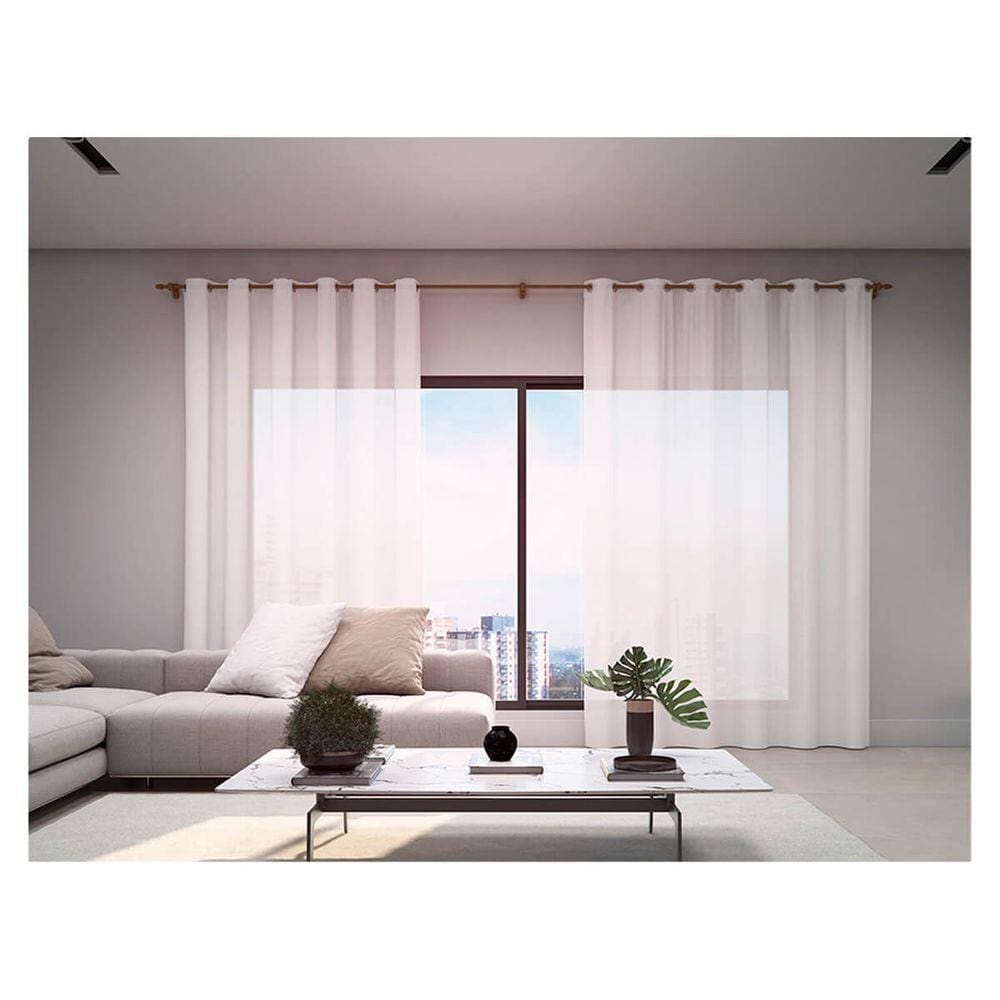Cortina Para Sala Quarto Voil Sem Forro 2,80 x 2,30 m Branco Com Ilhós