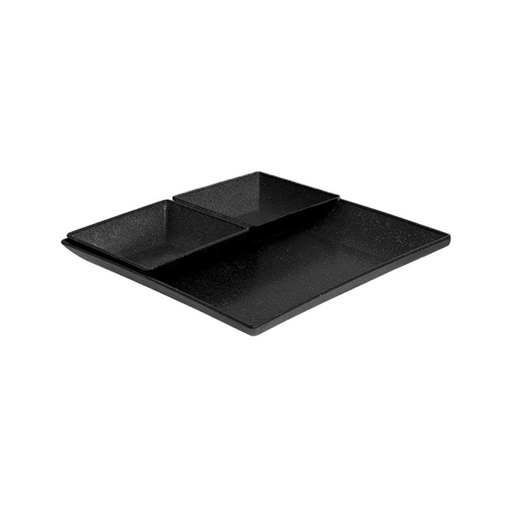 Tigela Petisqueira Quadrada Preta Kit ECO 3un