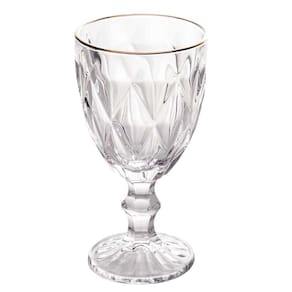Cj 6 Taças P/Água de Vidro C/Filete Dourado Diamond 325ml Lyor