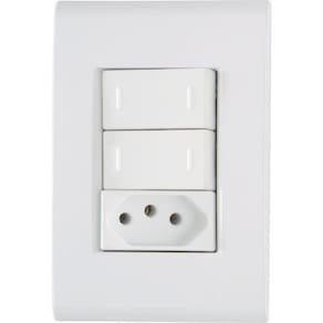 Conjunto 4x2 com 2 Interruptores Paralelos 10 A 250 V e 1 Tomada 2P+T 20 A 250 V Tramontina Liz Branco Tramontina