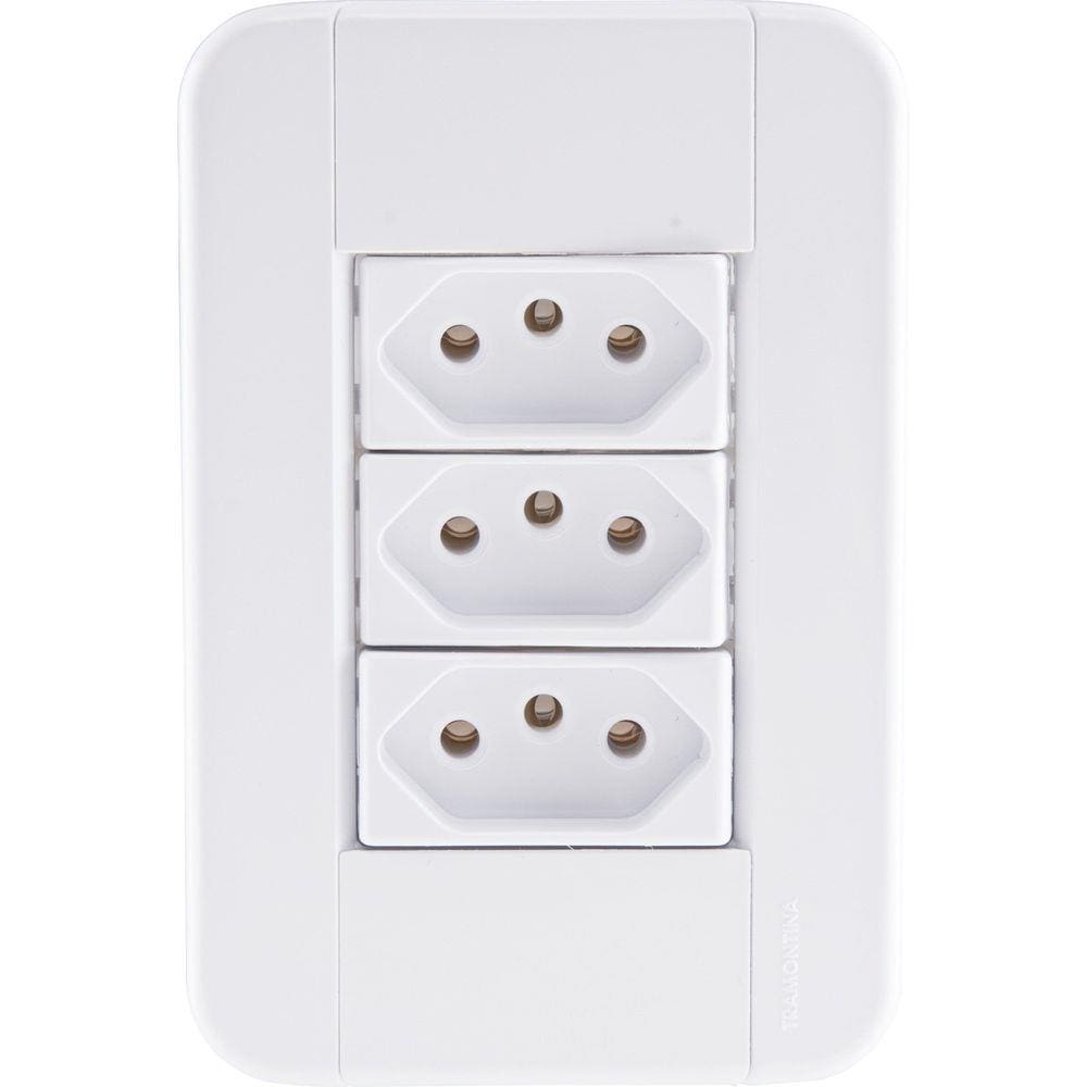 Conjunto 4x2 com 3 Tomadas 2P+T 10 A 250 V Tramontina Tablet Branco Tramontina