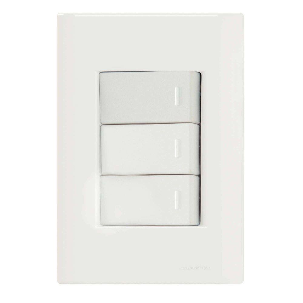 Conjunto 4x2 com 3 Interruptores Simples 10 A 250 V Tramontina Giz Branco Tramontina