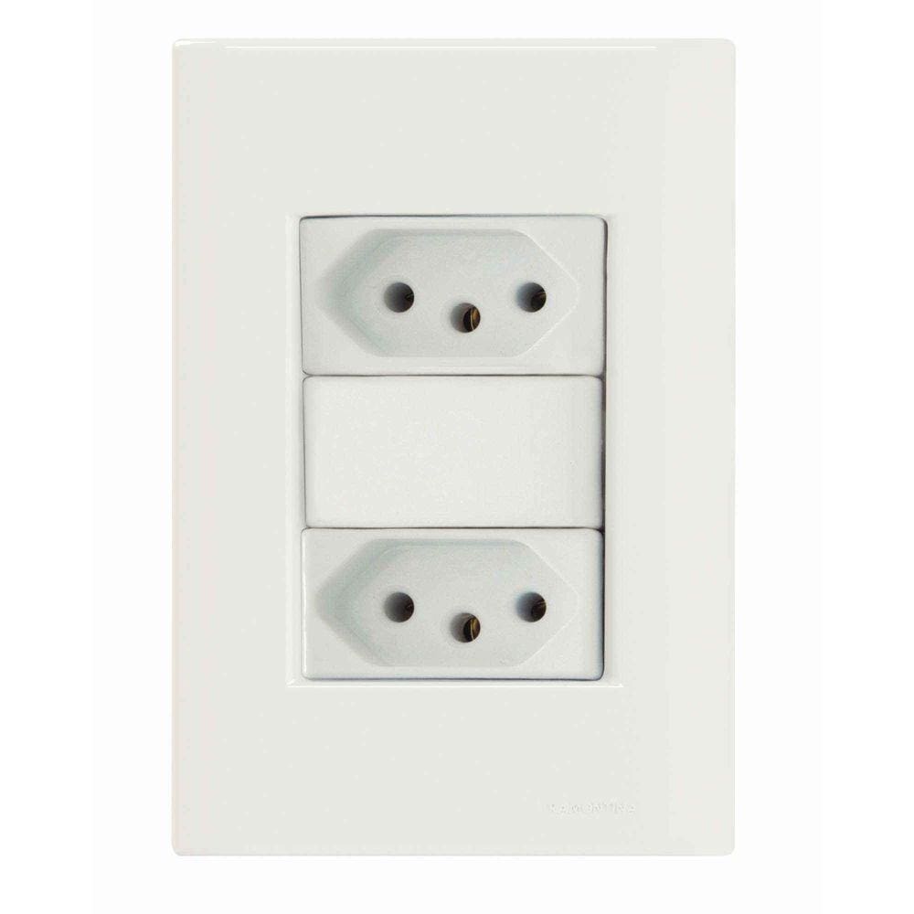 Conjunto 4x2 com 2 Tomadas 2P+T 10 A 250 V Tramontina Giz Branco Tramontina