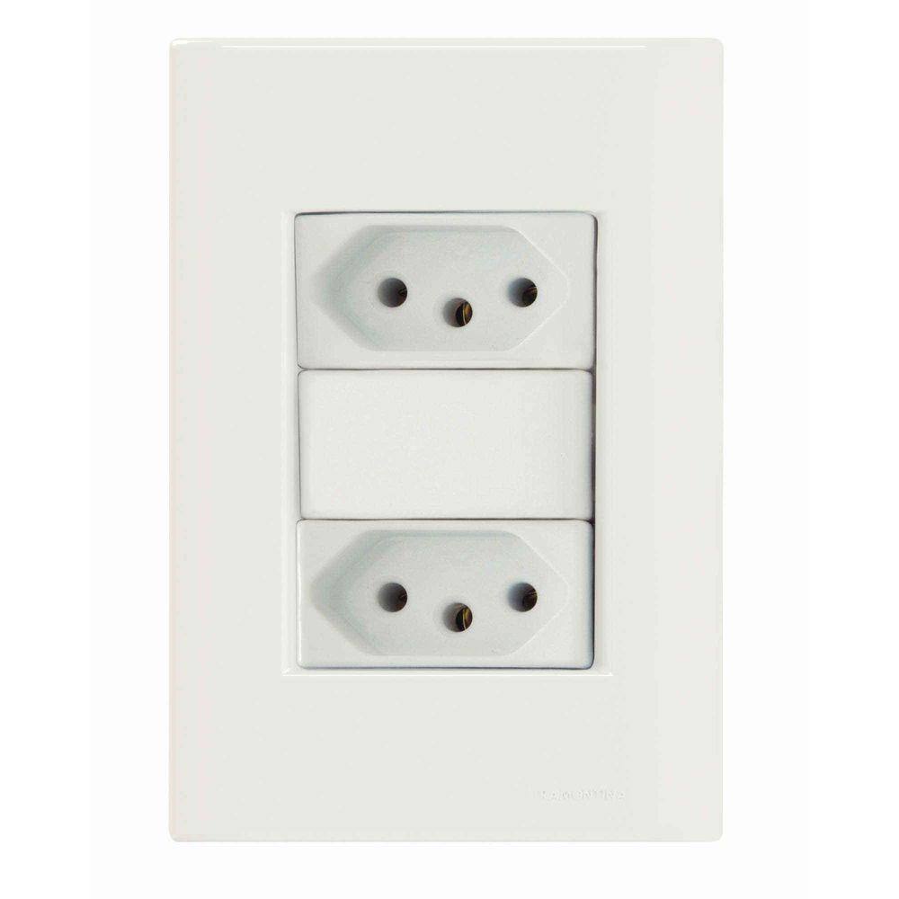 Conjunto 4x2 com 2 Tomadas 2P+T 20 A 250 V Tramontina Giz Branco Tramontina