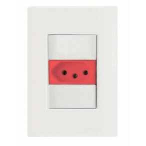 Conjunto 4x2 com 1 Tomada 2P+T 20 A 250 V Tramontina Giz Vermelho e Branco Tramontina