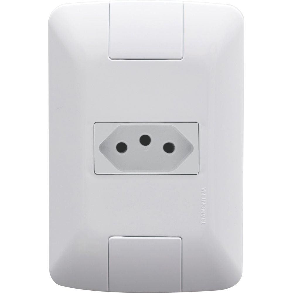 Conjunto 4x2 com 1 Tomada 2P+T Tramontina Aria 10 A 250 V Branco Tramontina