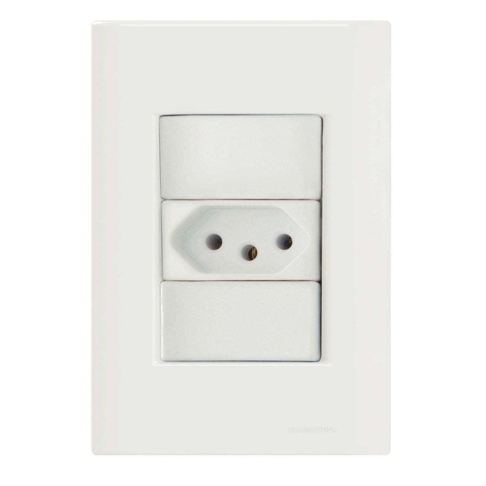 Conjunto 4x2 com 1 Tomada 2P+T 10 A 250 V Tramontina Giz Branco Tramontina