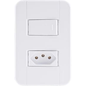 Conjunto 4x2 com 1 Interruptor Simples 10 A 250 V e 1 Tomada 2P+T 10 A 250 V Tramontina Tablet Branco Tramontina