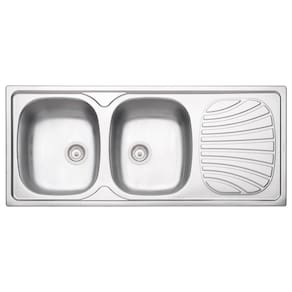 Cuba de Sobrepor Tramontina Alpha Alpha 2C 34 R em Aço Inox com Acabamento Pré Polido 116 x 50 cm Tramontina