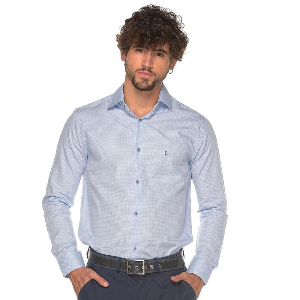 Camisa Social Manga Longa Masculina Algodão Xadrez Clássico