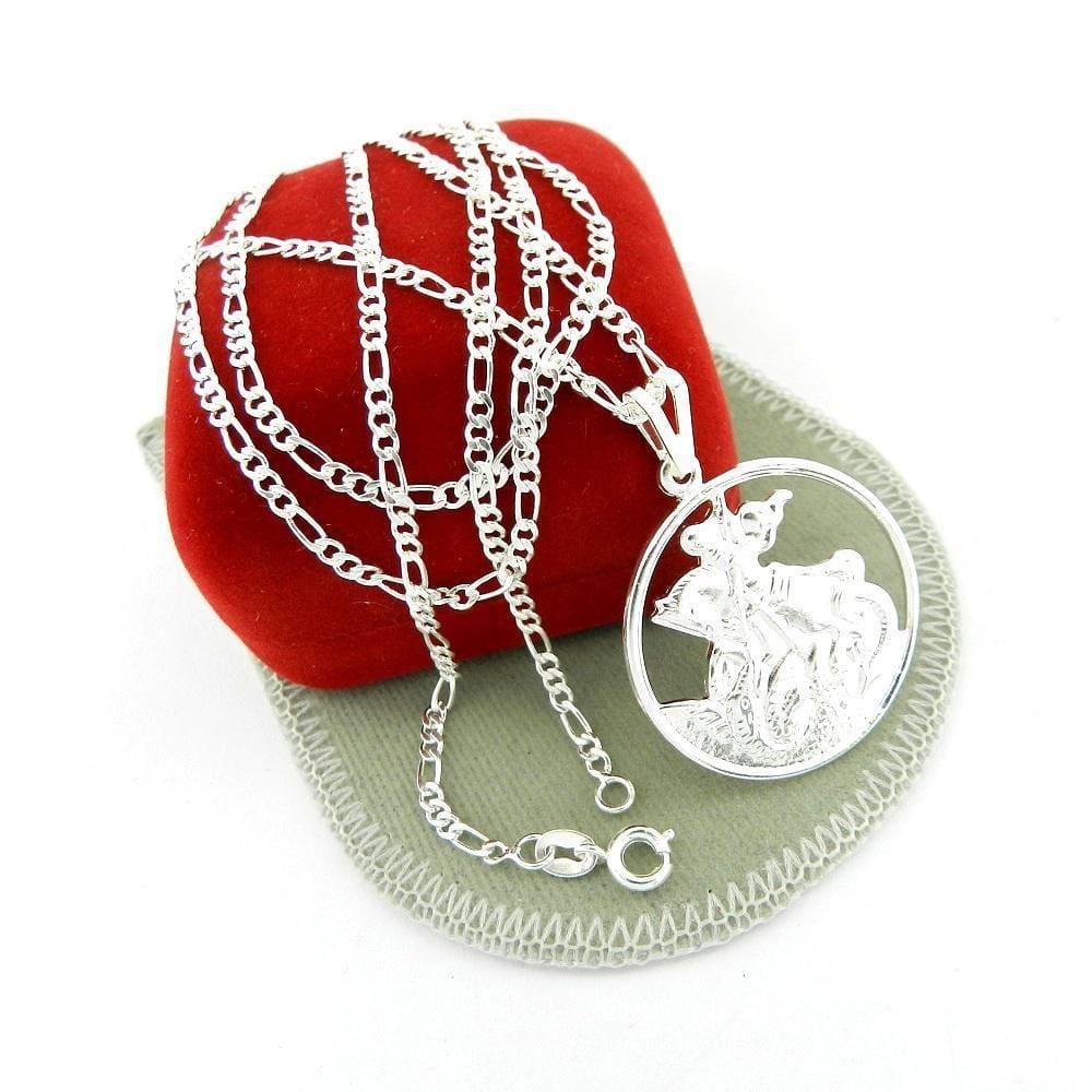 Corrente Masculina 60cm 2mm + São Jorge Folheado Prata Cr280