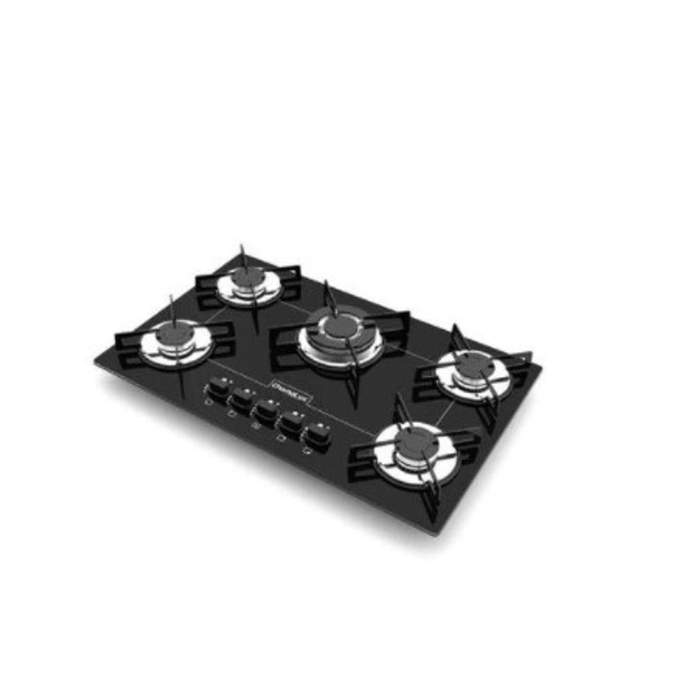 Cooktop 5 bocas tripla chama bivolt preto chamalux Casas Bahia