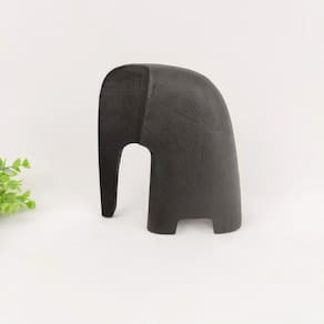 Enfeite Elefante Preto 17X16X7Cm Poliresina Minimalista G