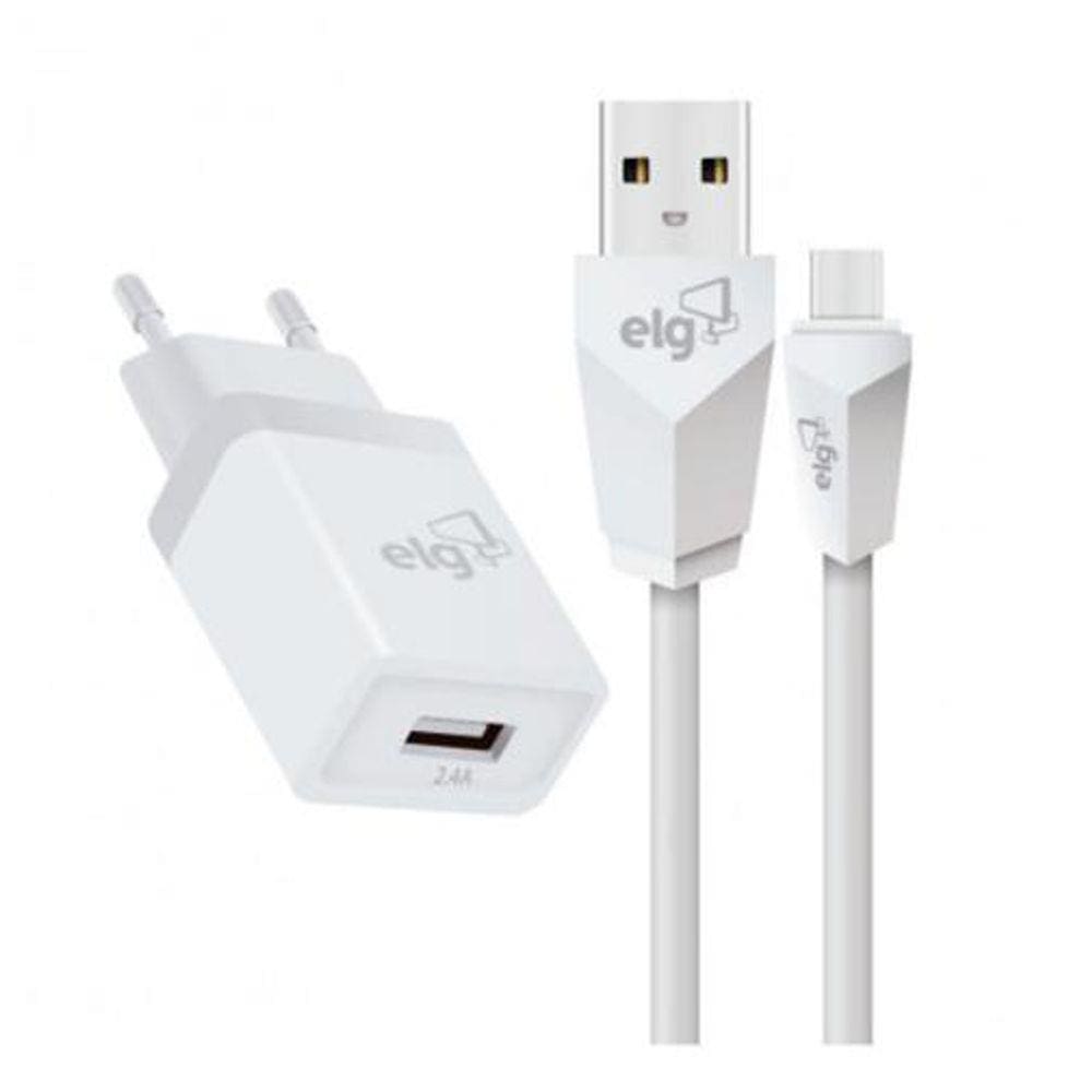 Tomada Carregadora Usb + Cabo Usb Tipo C Ktc10Wc Branco