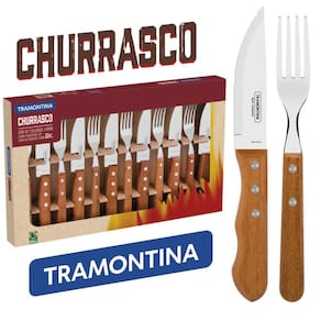 Faqueiro Churrasco Tramontina 12 peças Jumbo Cabo de Madeira