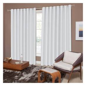 Cortina Para Sala Quarto Corta Luz 4,00 x 2,60 m Liso Branco Com Ilhós