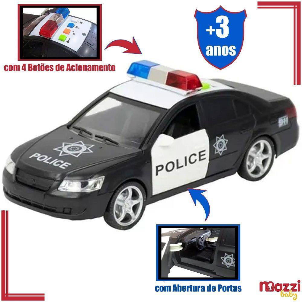 Brinquedo Veículo Carro de Polícia com Luzes e Som Realista