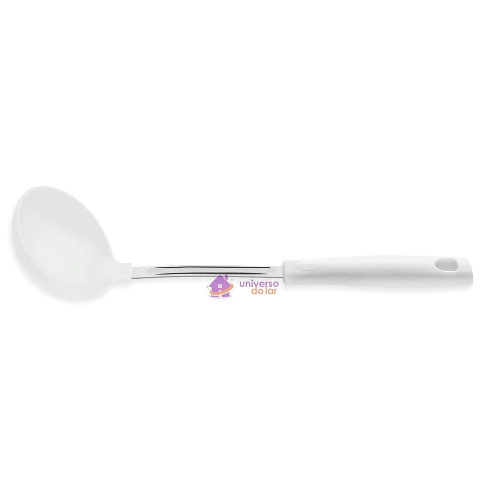 Concha Tramontina Bojo de Nylon Haste Inox e Cabo Branco Tramontina