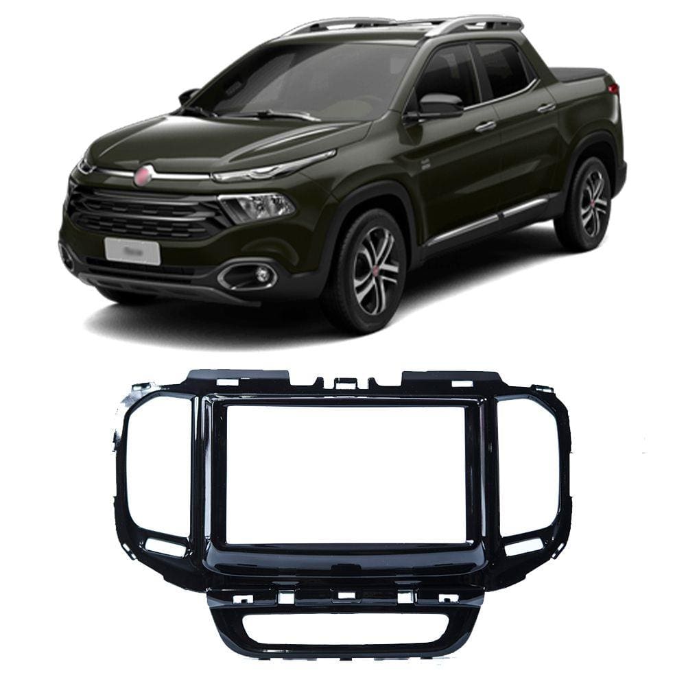 Moldura Painel Fiat Toro 2016 a 2021 Expex Black Piano Padrão Chinês Japonês 1din 2din
