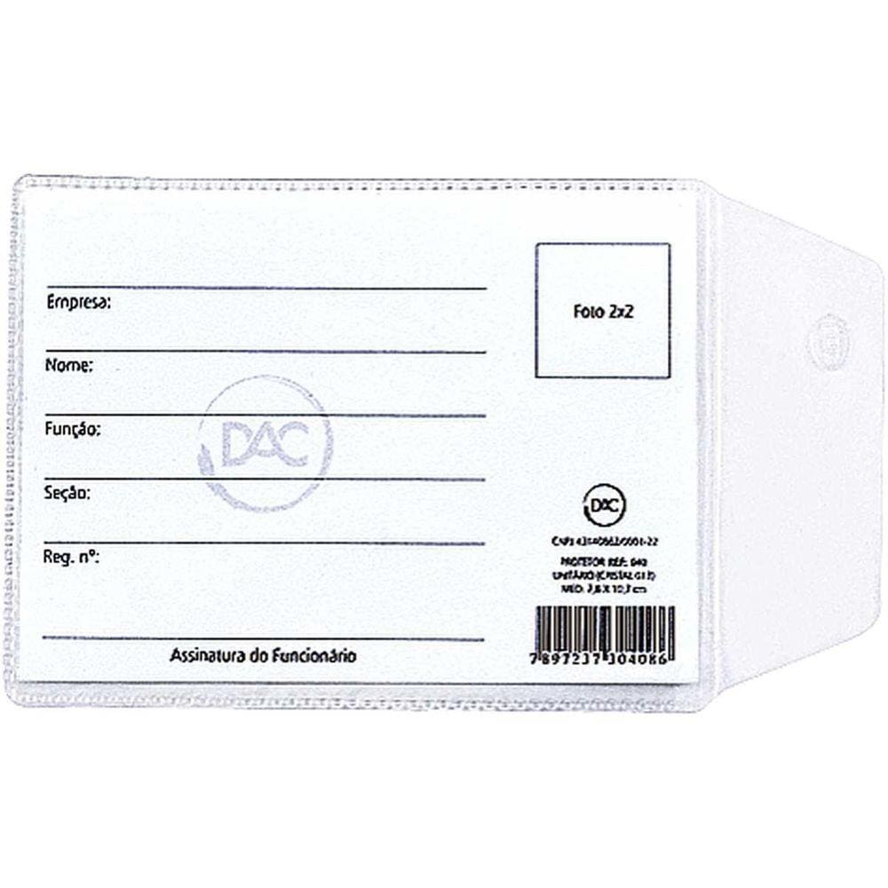Porta Documento Para Rg Com Aba 8,0X110Cm.