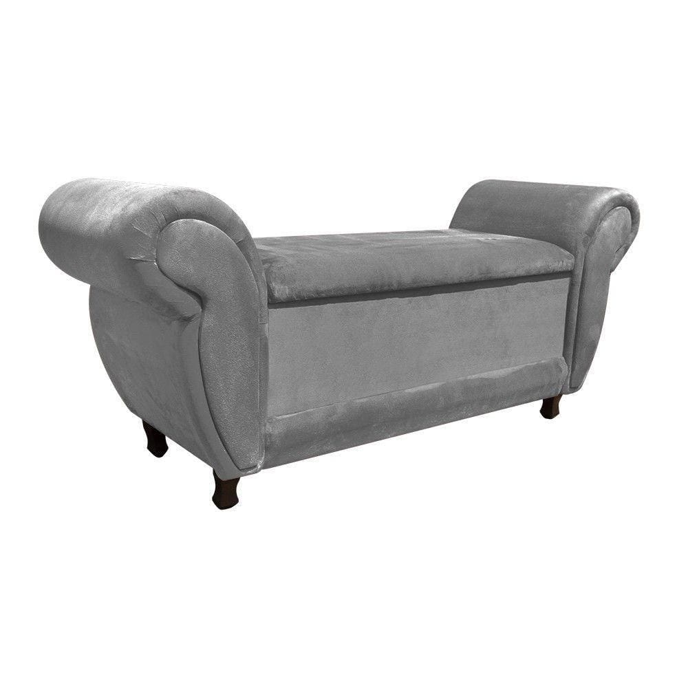 Recamier com Baú Itália Suede Grafite