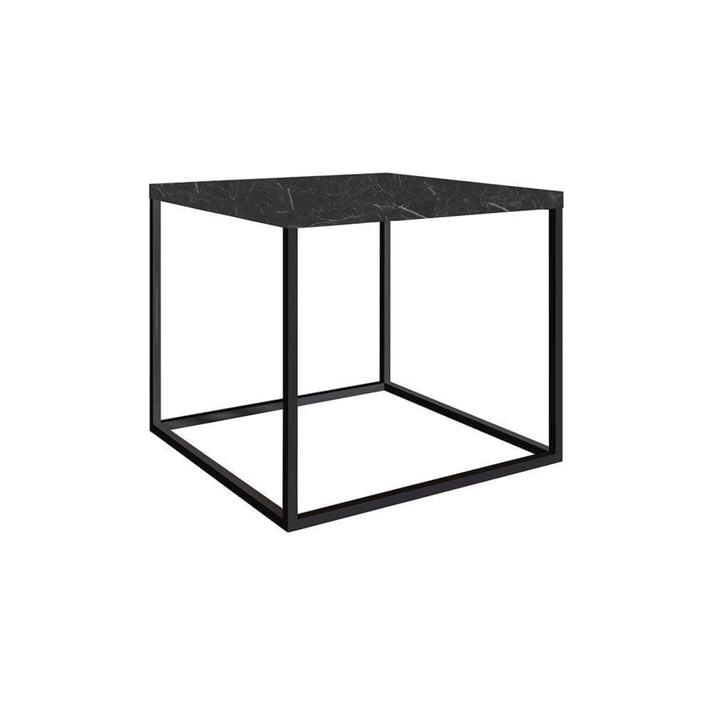 Mesa Lateral Cube Industrial Márquina Base Metálica Preto