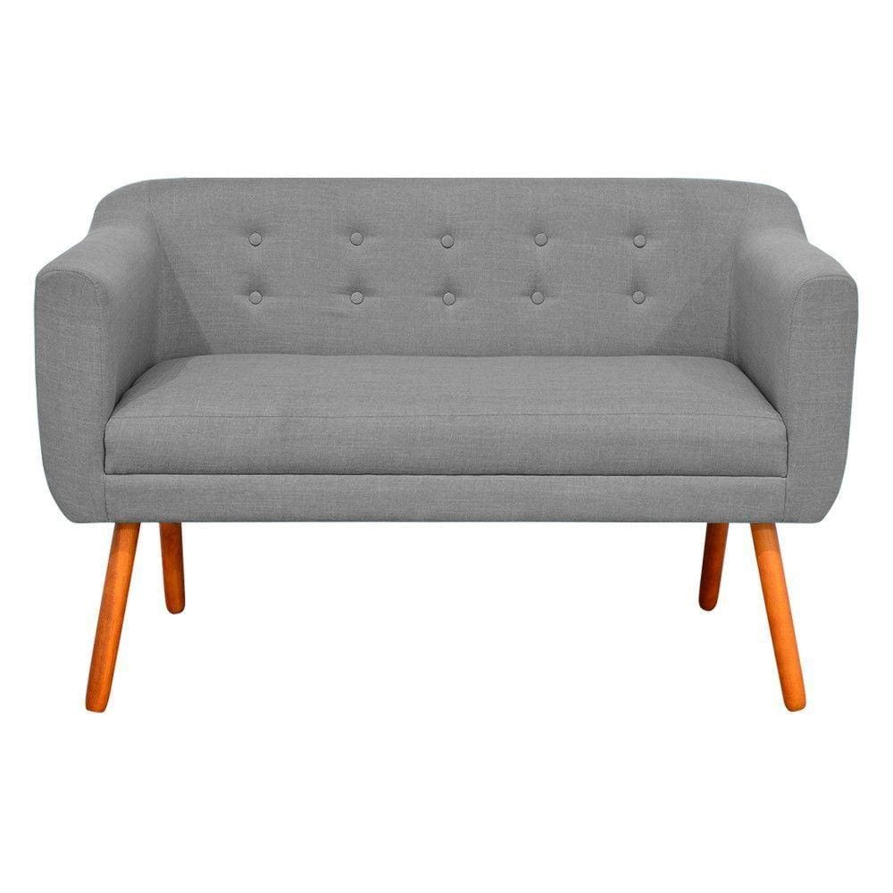 Sofá Retrô Namoradeira Julia 1,40 2L Linho Cinza Pés Palito