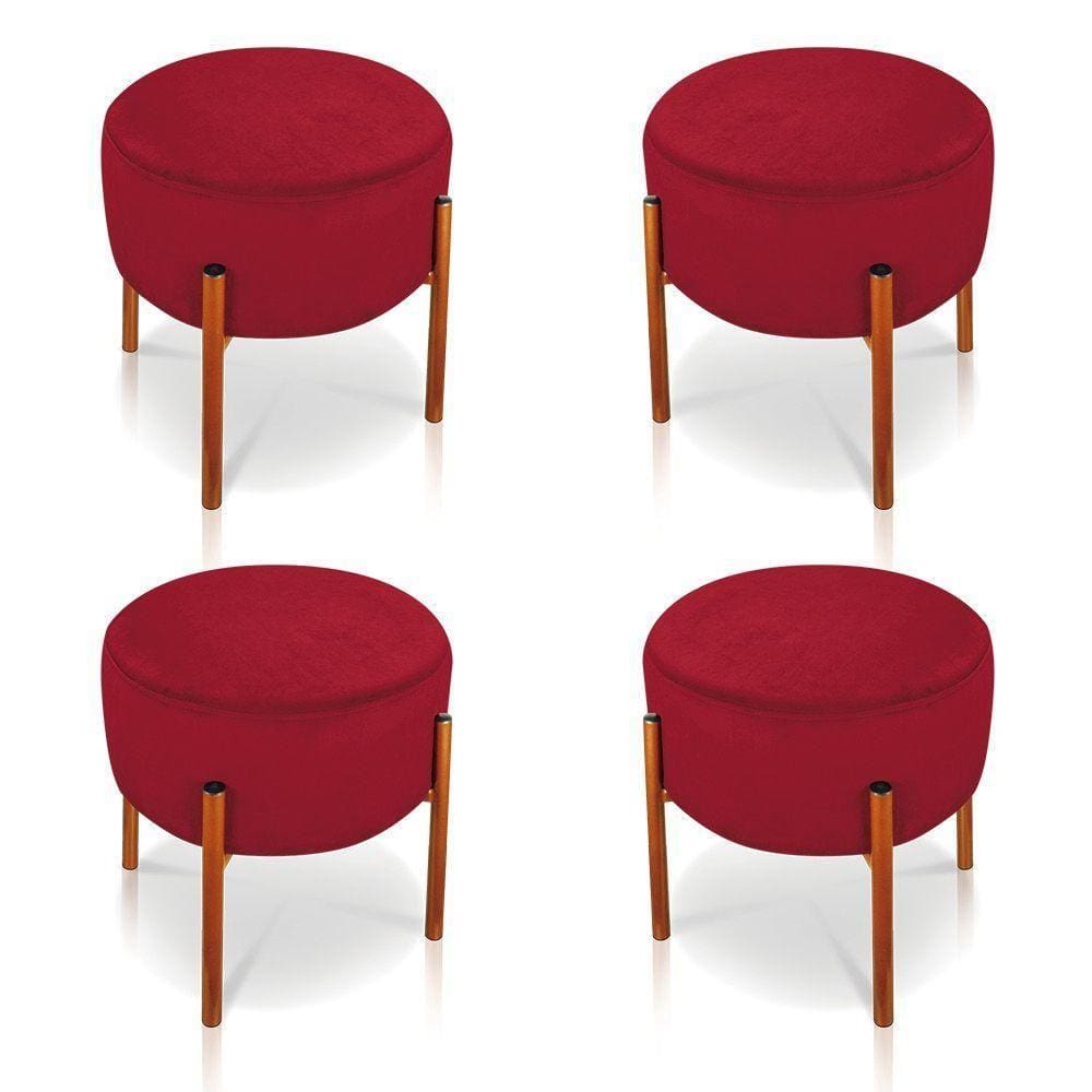 Kit 4 Puffs Iron Suede Cobre Vermelho