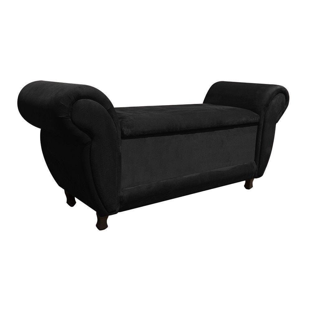 Recamier com Baú Itália Suede Preto