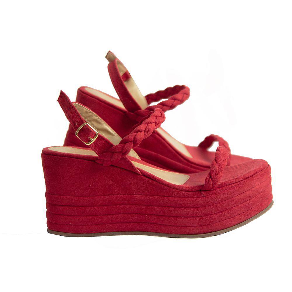 Sandalia anabela vermelha | Casas Bahia