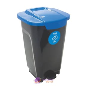 Lixeira T-Force Tramontina Empresarial Preta com Detalhe Azul 50 L Aço Inox