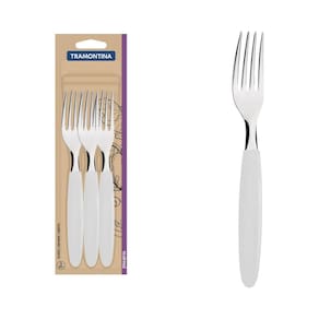 Conjunto de Garfos de Mesa Tramontina Ipanema com Lâminas em Aço Inox e Cabos de Polipropileno Branco 3 Peças Tramontina