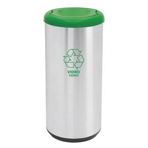 Lixeira Inox Tramontina Cápsula Selecta Plus Basculante Scotch Brite Verde em Polipropileno 40 L Tramontina