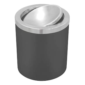 Lixeira Tramontina Útil Basculante Aço Inox com Acabamento Polido e Corpo em Polipropileno Preto 5L Tramontina