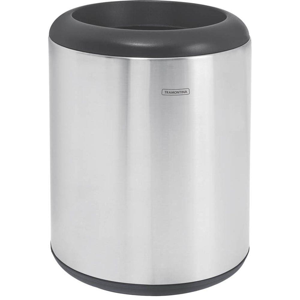 Lixeira Inox Tramontina Cápsula com Acabamento Scotch Brite e Aro e Base em Polipropileno 23 L Tramontina