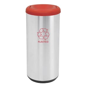 Lixeira Inox Tramontina Cápsula Selecta Plus Basculante Scotch Brite Vermelha em Polipropileno 40 L Tramontina