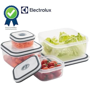 CJ de Potes Herméticos quadrado Electrolux de Plástico, 4 UN