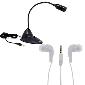 Kit Microfone Multimídia De Mesa + Fone Slim Branco C/ NF